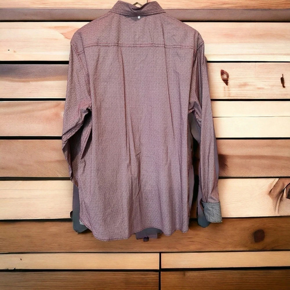 Mens paperdenim & cloth button down shirt xl slim maroon and navy blue - Picture 2 of 5